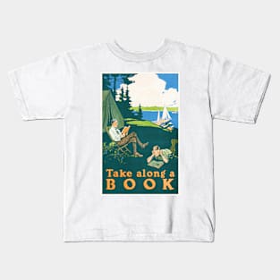 Take along a book (1910) camping poster by Magnus Norstad Kids T-Shirt